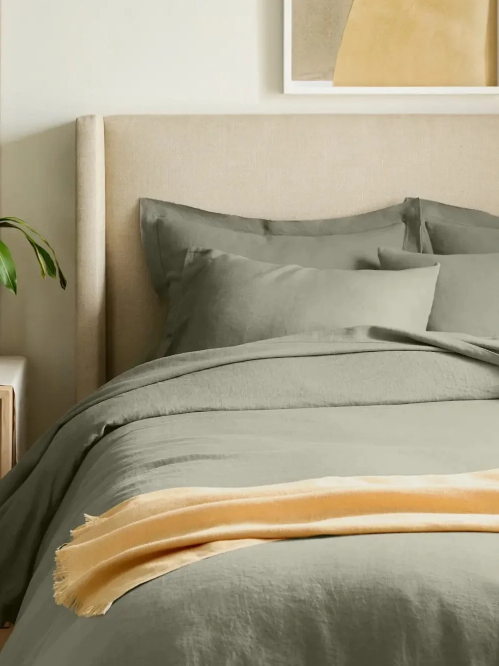Quince European Linen Double Flange Duvet Cover Set